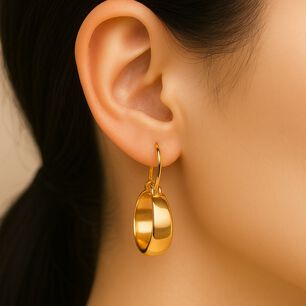 Aros Argolla Bote 1.5cm Largo Oro 18k Colgantes 1.50gr Mujer Elegantes