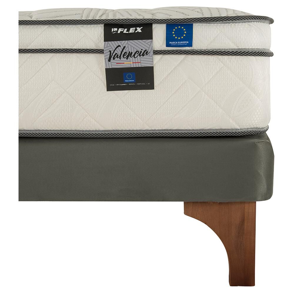 Cama Europea Flex Valencia / 1.5 Plazas / Base Normal  + Set De Maderas image number 2.0