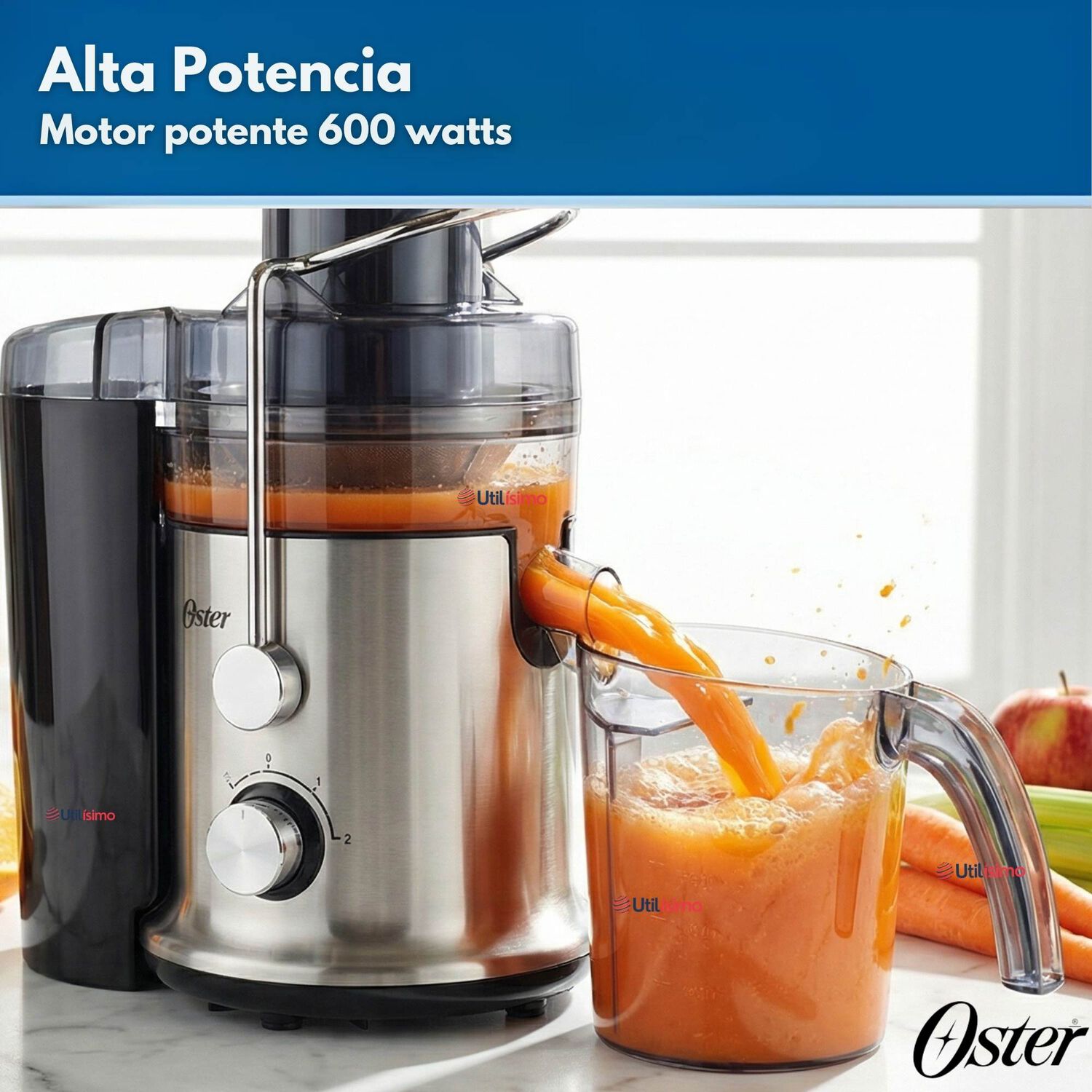 Oster Extractor De Jugos, Con 2 Velocidades + Pulso, Y F&aacute;cil De Limpiar, Negro Y Plateado, Fpstje320s image number 4.0