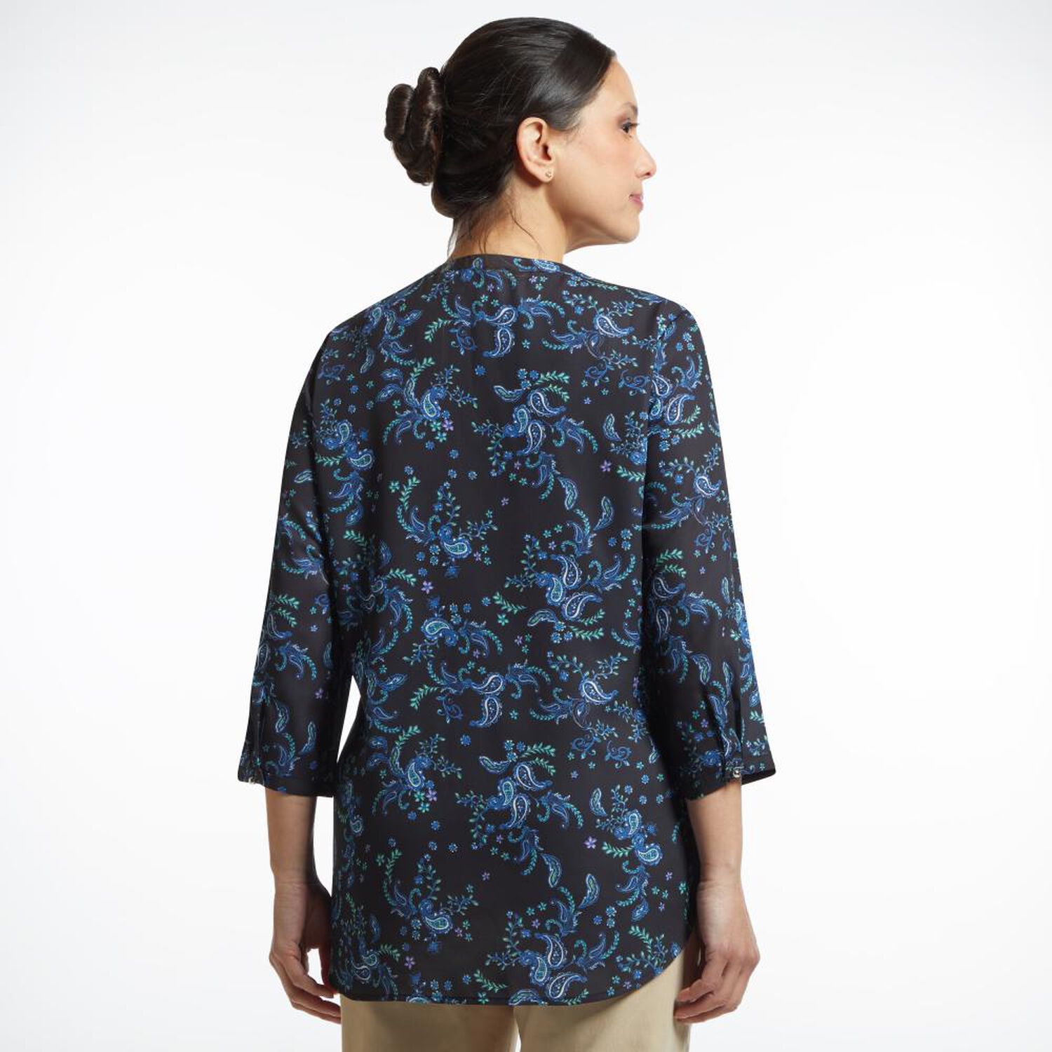 Blusa Print Abotonada Manga 3/4 Cuello Mao Mujer Lesage image number 3.0