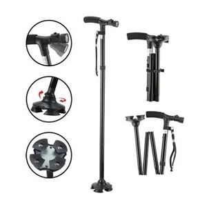 Bast&oacute;n Ortop&eacute;dico Plegable Ajustable Con Luz Color Negro