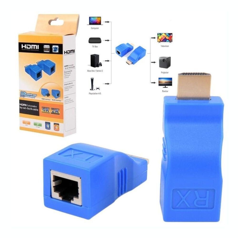 Adaptador Extensor Hdmi 30m Sobre Cat 6 Utp Red Rj45 image number 0.0