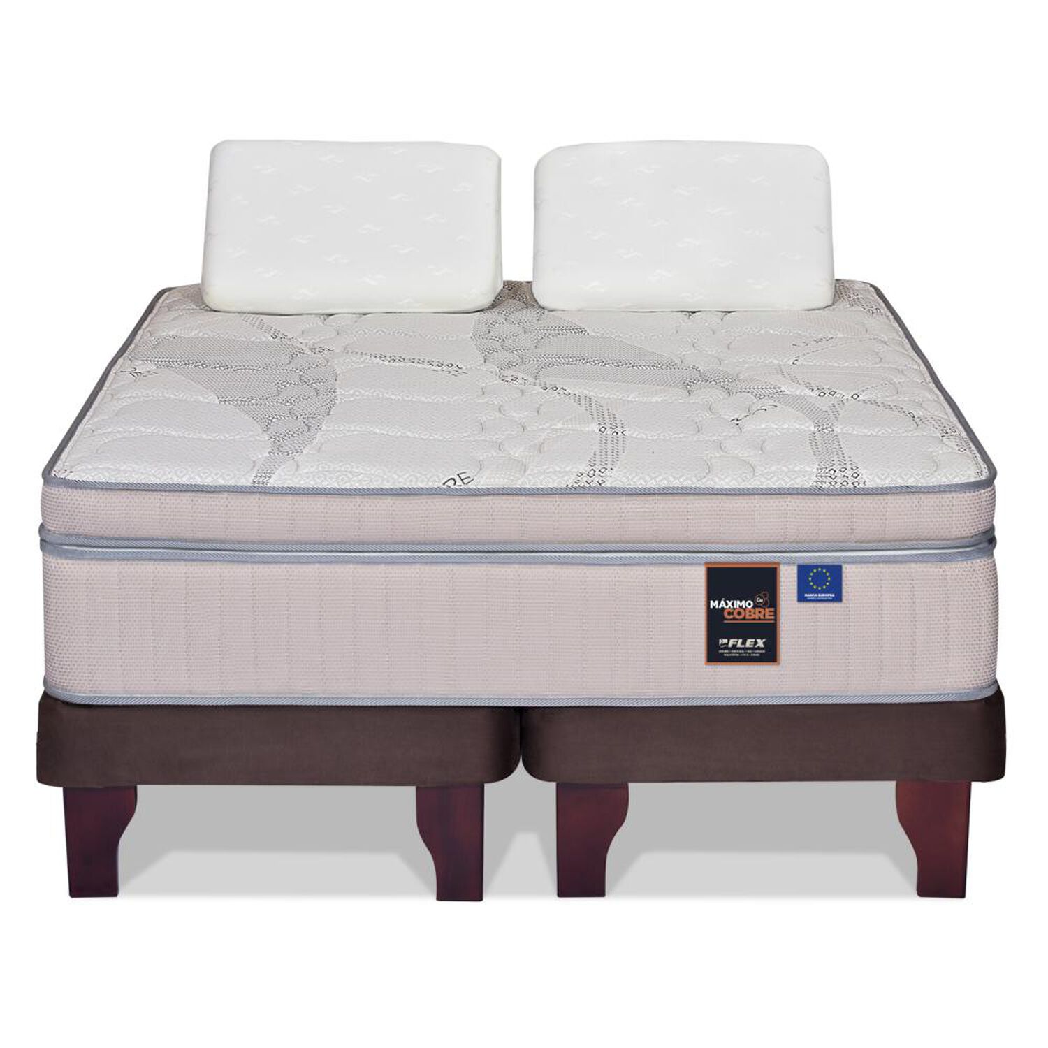 Cama Europea Flex M&aacute;ximo Cobre / King / Base Dividida + Almohadas image number 1.0
