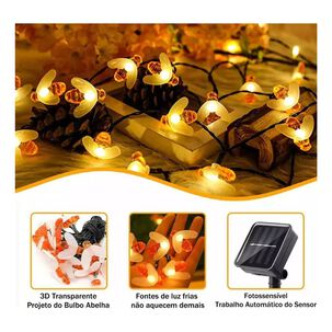Guirnalda 20 Led Luces De Abejas Panel Solar 4m Amarillas