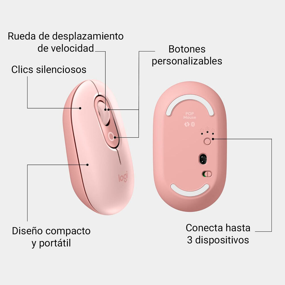 Kit Teclado Y Mouse Inalámbricos Logitech Pop Icon Rosa image number 2.0