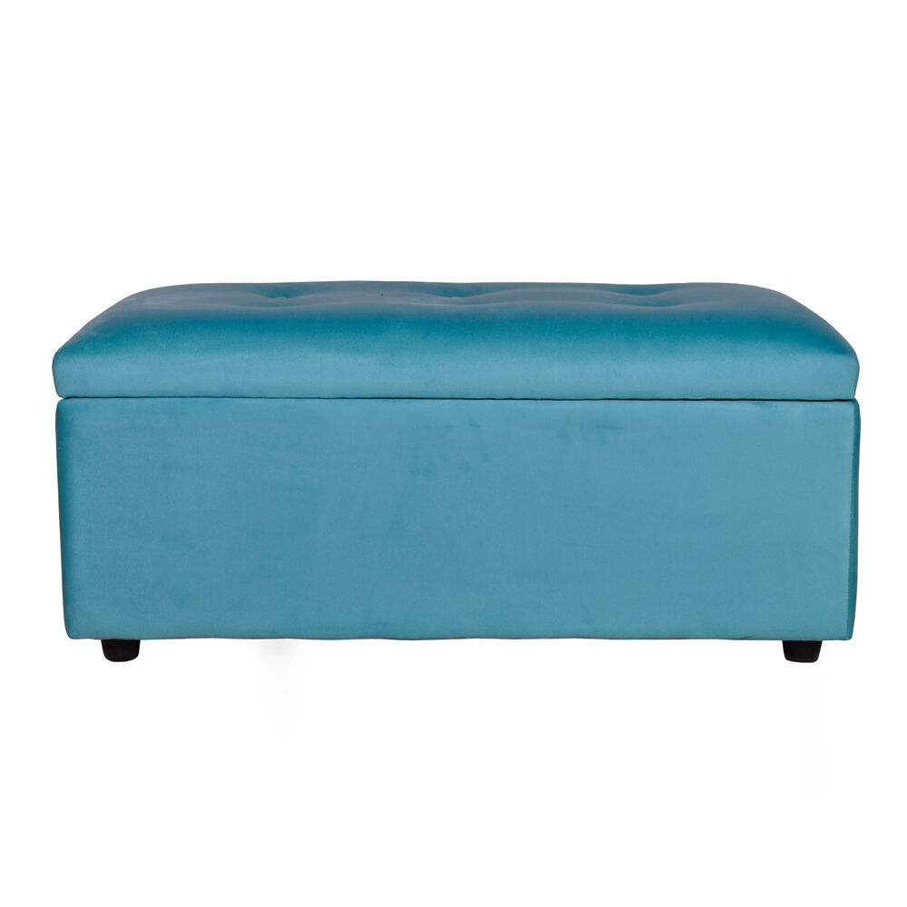Banqueta Baul Felpa Turquesa 95x50x45 image number 1.0