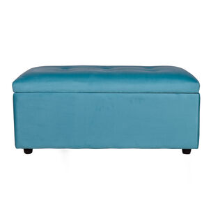 Banqueta Baul Felpa Turquesa 95x50x45