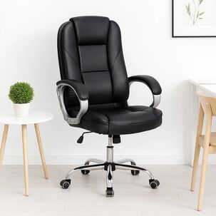 Silla De Oficina Ejecutiva Magnus Cuero Sintético - Negro