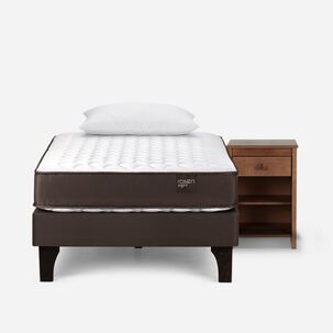 Cama Europea Rosen Ergo T / 1.5 Plazas / Base Normal + Velador Ferrara + Almohada Light