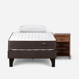 Cama Europea Rosen Ergo T / 1.5 Plazas / Base Normal + Velador Ferrara + Almohada Light