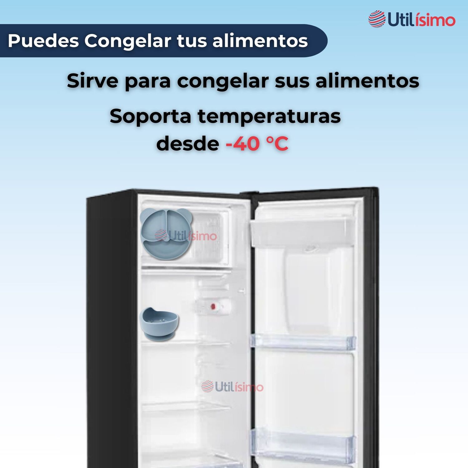Set De Alimentaci&oacute;n Beb&eacute; Silicona De Oso 6 Piezas Libre Bpa Color Celeste image number 4.0
