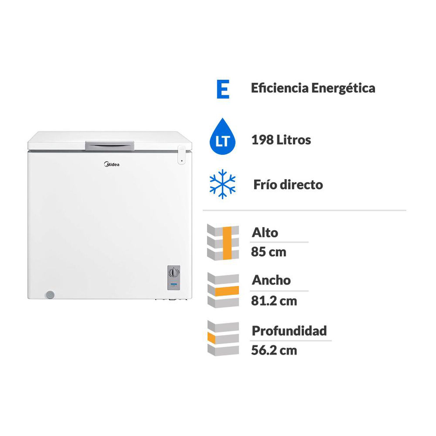 Freezer Horizontal Midea MFH-1990B258CN / Fr&iacute;o Directo / 198 Litros / E image number 1.0