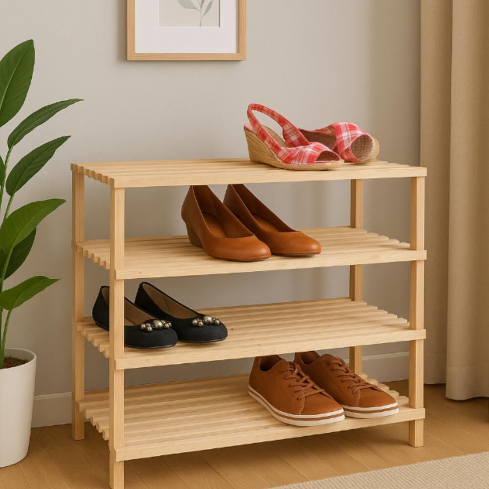 Zapatera De Madera 4 Niveles Color Natural image number 1.0