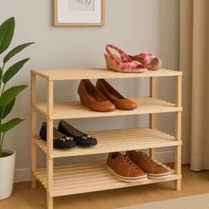 Zapatera De Madera 4 Niveles Color Natural