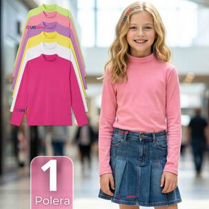 Polera Camiseta Polar Primera Capa Cuello Beatle Manga Larga Colores Surtido Ni&ntilde;a