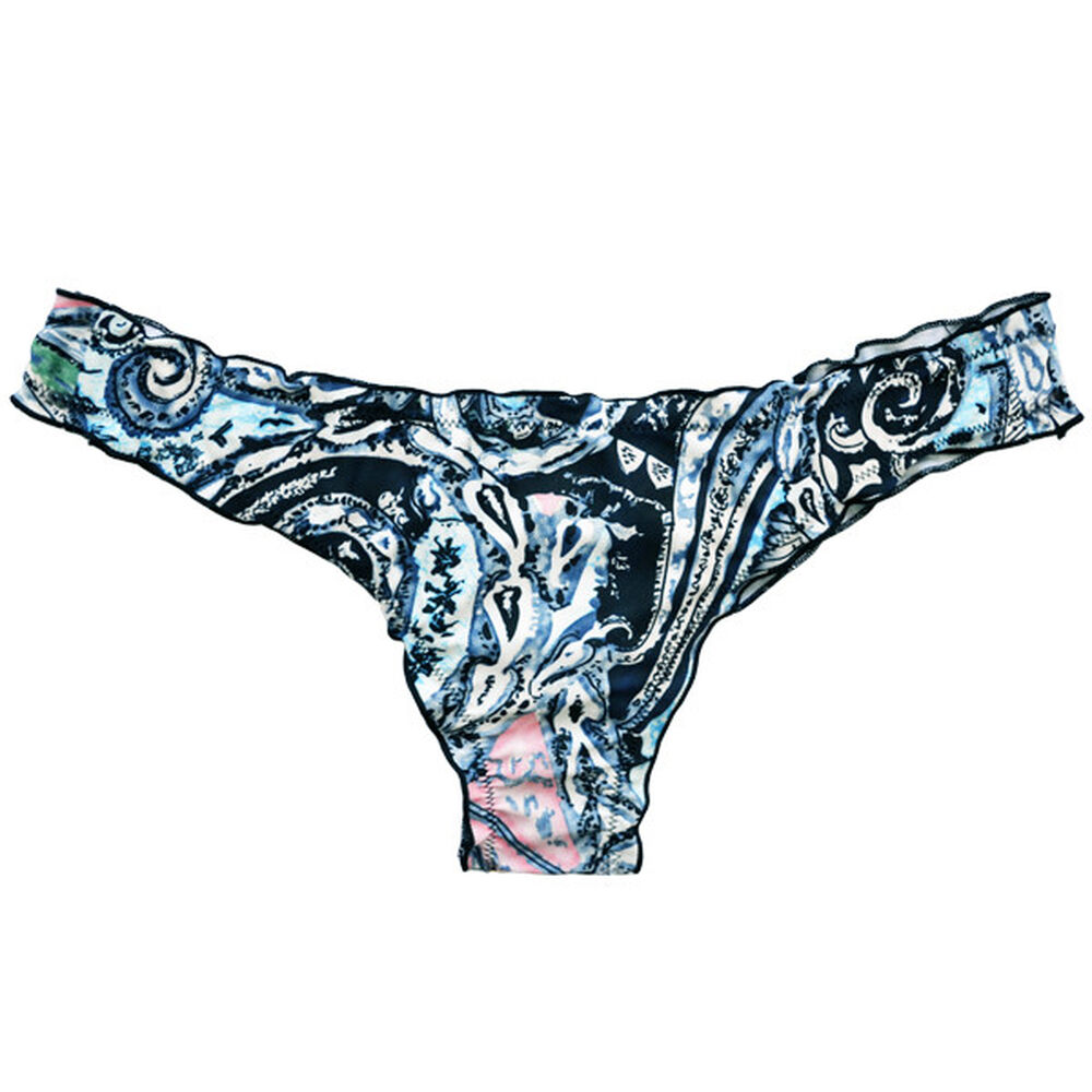 Bikini Calzón Tanga Arruchada Estampado Azul image number 0.0