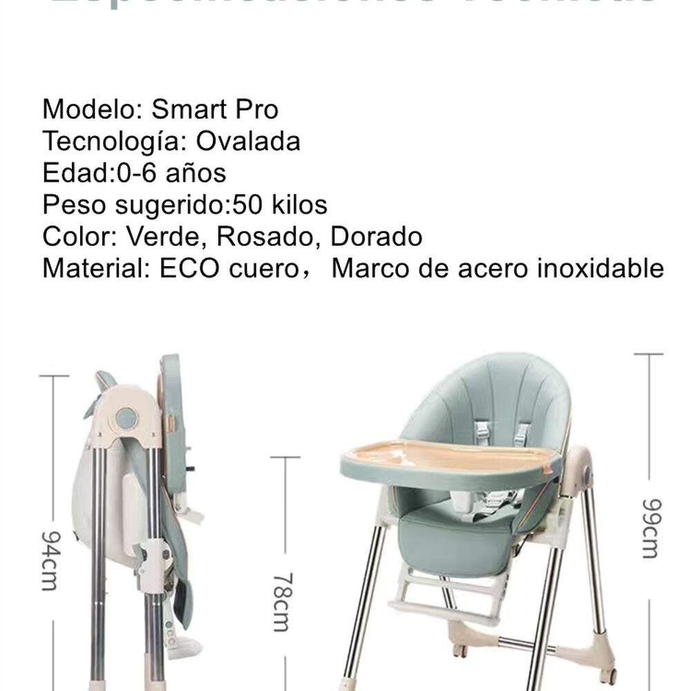 Silla De Comer Reclinable Y Plegable Crema Lubabycas image number 7.0