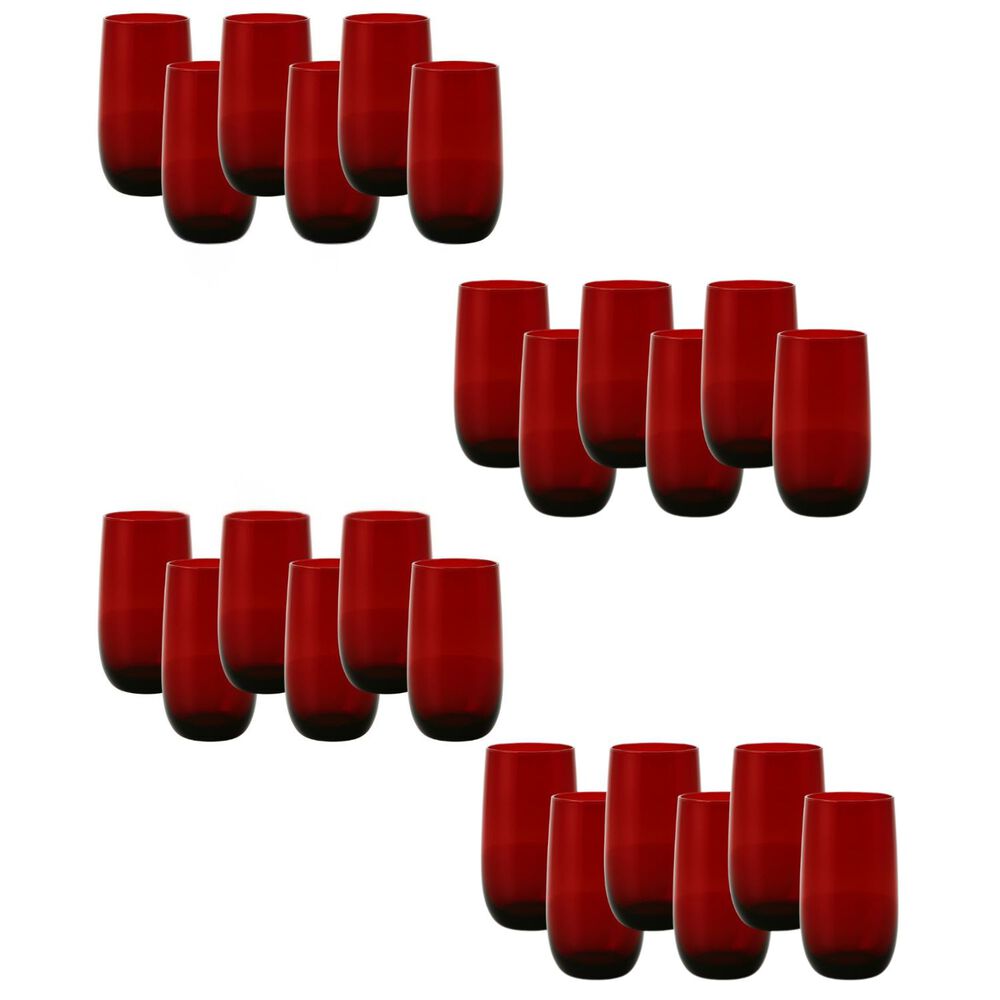 Set 24 Vasos Vidrio Altos Full Color Rojo 500ml Allegra image number 0.0