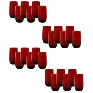 Set 24 Vasos Vidrio Altos Full Color Rojo 500ml Allegra