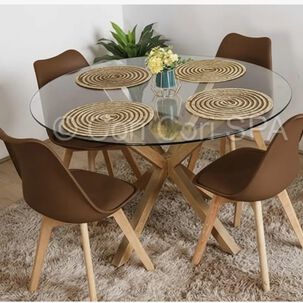 Comedor Warwick 100 Cm + 4 Sillas Tulip Cafe