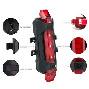 Luz Linterna Led Bicicleta Luz Trasera Lateral Frontal Roja Recargable