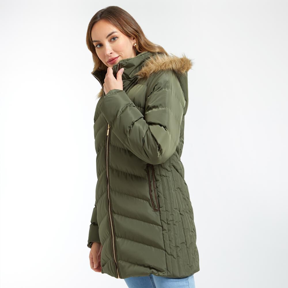 Parka Larga Cuello Alto Capucha Con Pelos Mujer Geeps image number 2.0