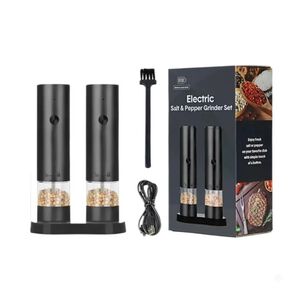 Set Moledor Electrico Sal Y Pimienta Recargable Con Base