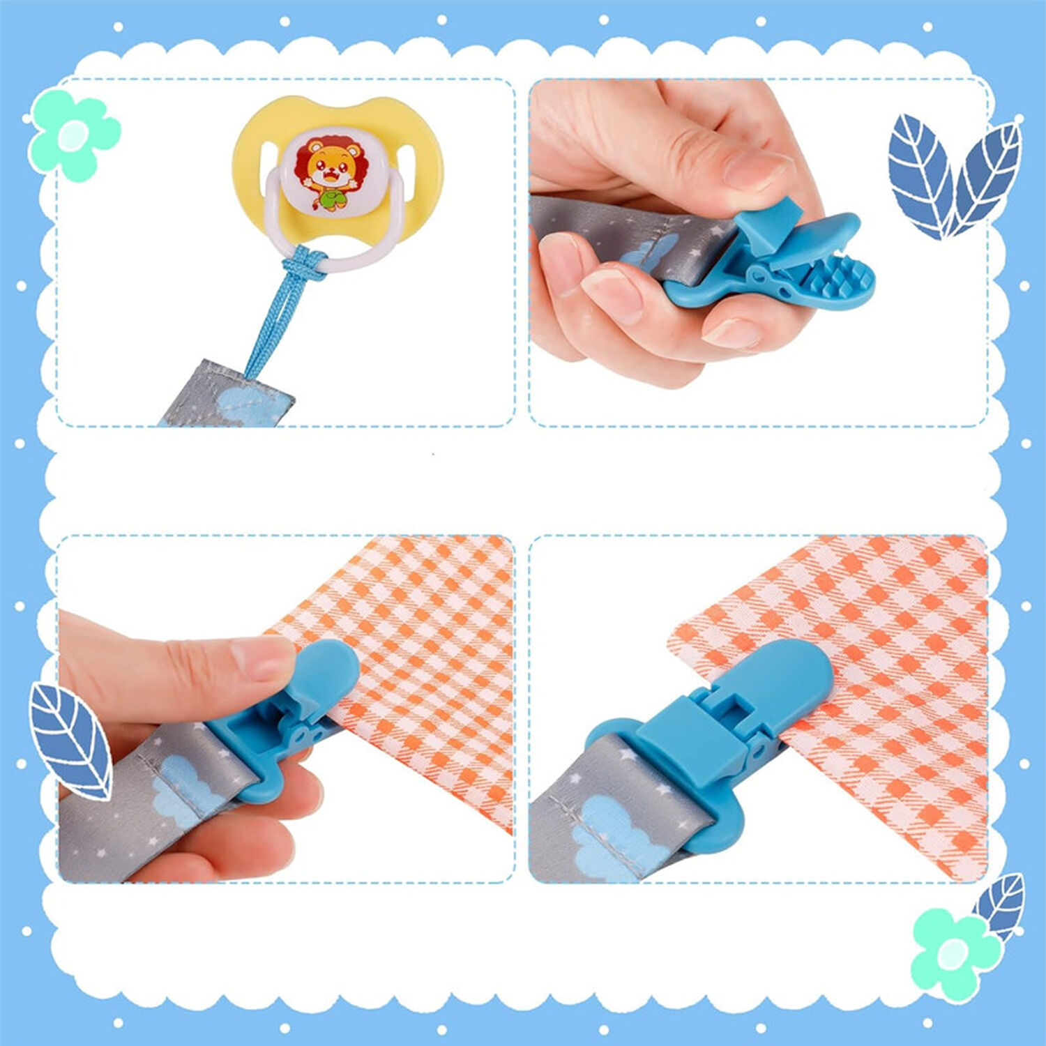 Porta Chupete De Cinta Clips De Tela Para Bebe Afirma Tete image number 2.0