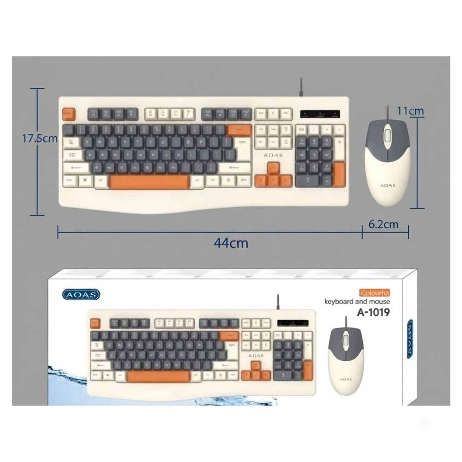 Set Teclado Mec&aacute;nico Look Y Mouse Color Beige Naranjo image number 4.0
