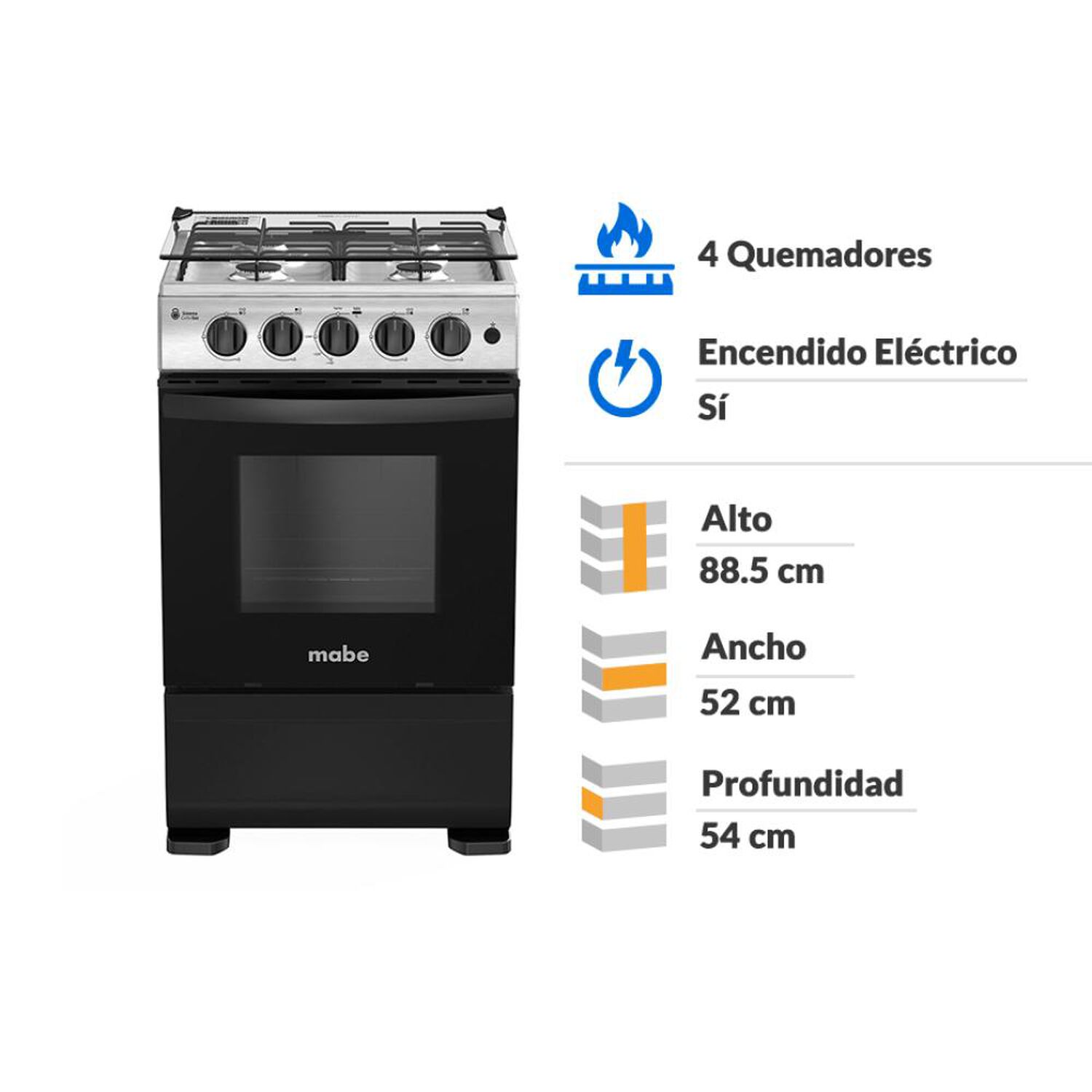 Cocina A Gas Mabe CMC5115AX0 / 4 Quemadores image number 1.0