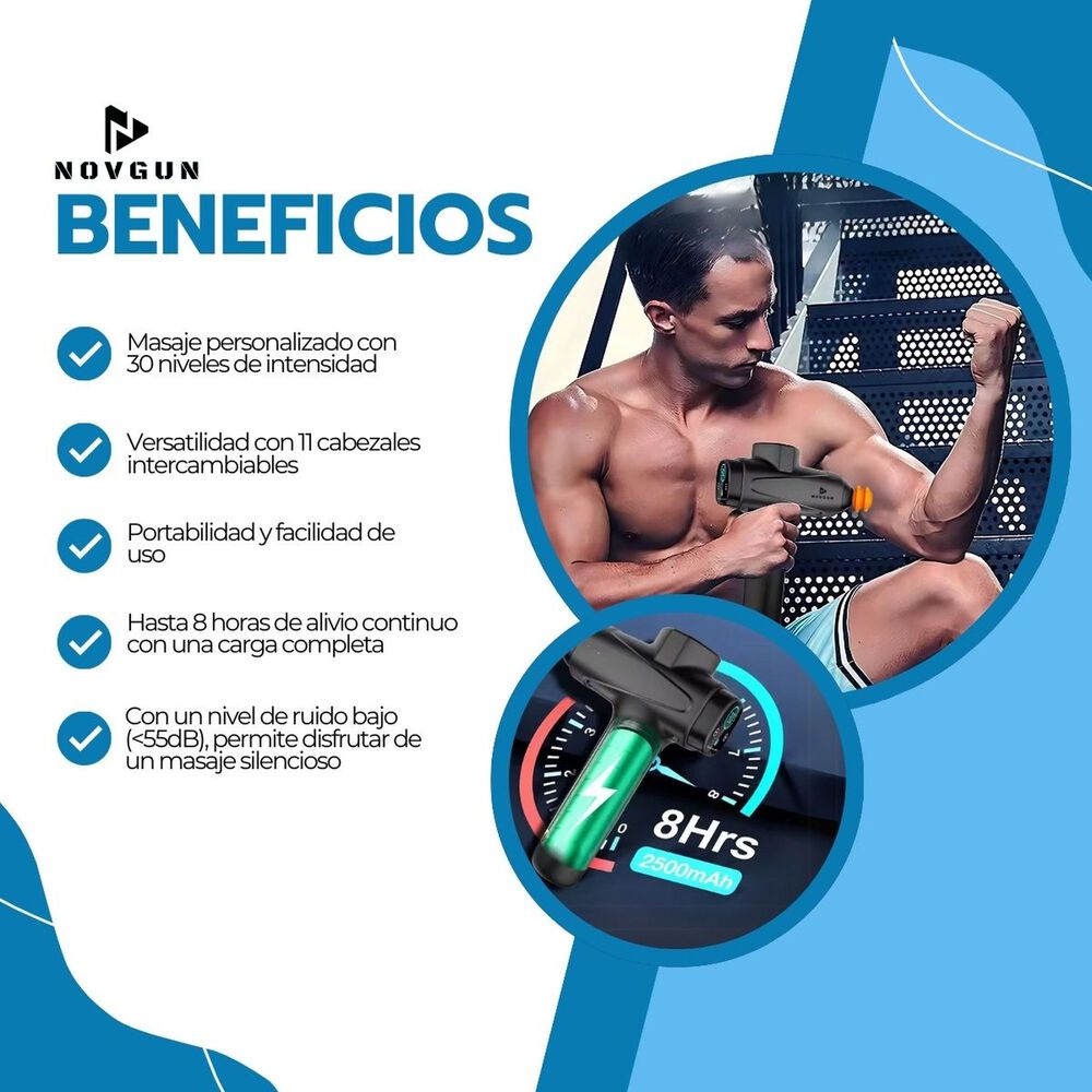Pistola De Masajes Descontracturante Gun Kine + 11 Cabezales image number 4.0