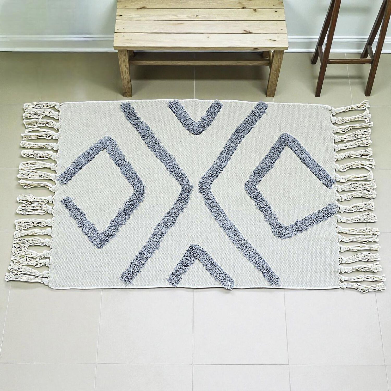 Bajada De Cama Bordada Kilim De Estilo Etnico 60x90cm Md72 image number 1.0