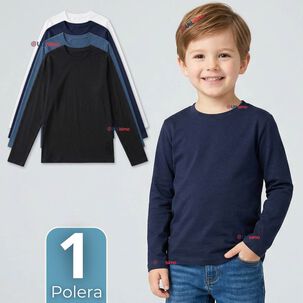 Polera Camiseta Bamb&uacute; Cuello Redondo Primera Capa Manga Larga Colores Surtido Ni&ntilde;o
