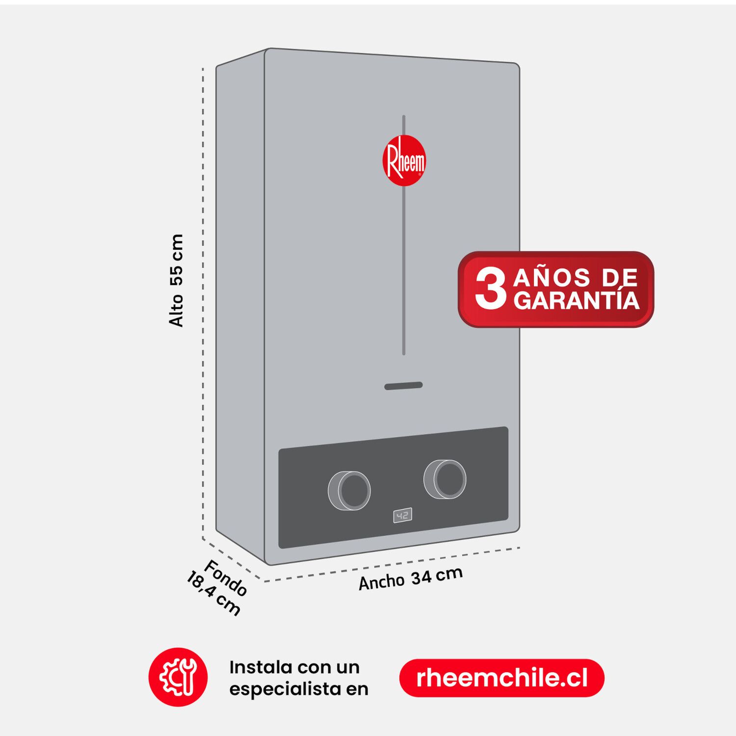 Calefont 10 Litros Gas Natural Tiro Natural Rheem image number 3.0
