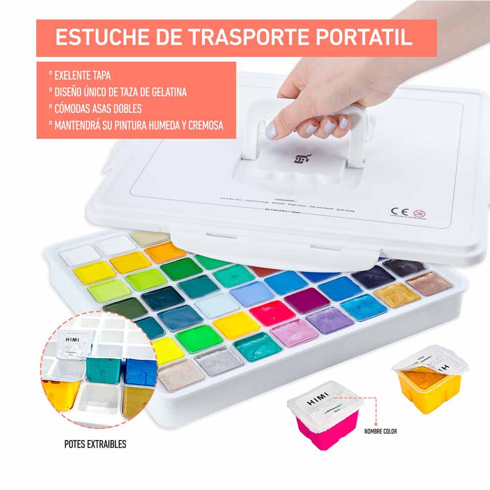 Set Himi Gouache 56 Colores / 30gr (estuche Blanco) image number 8.0