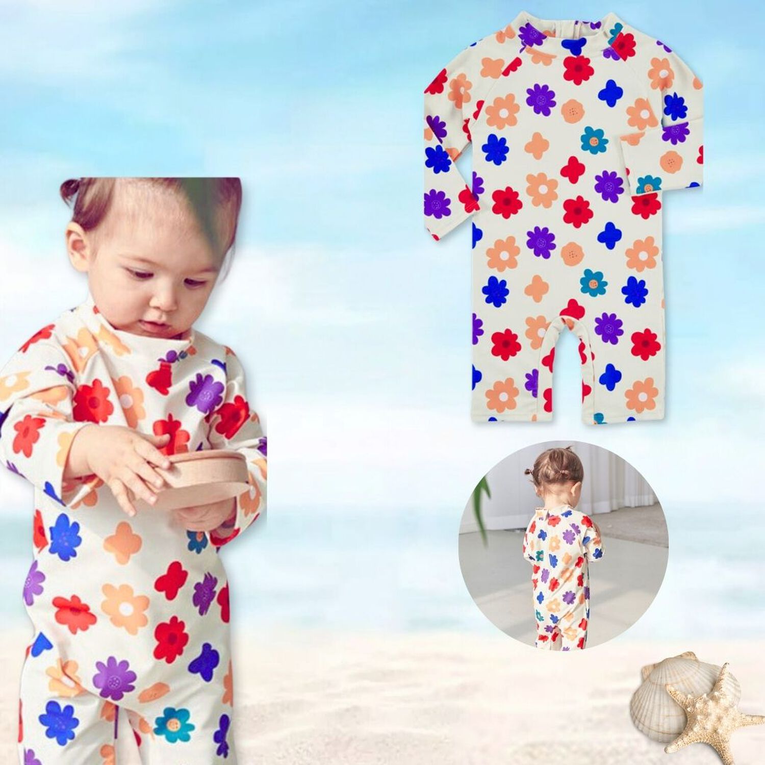Traje De Ba&ntilde;o Enterito Manga Larga Ni&ntilde;a Jump Kids Floreado image number 2.0