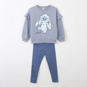 Conjunto De Buzo Ni&ntilde;a Lilo & Stitch Smile Celeste Disney