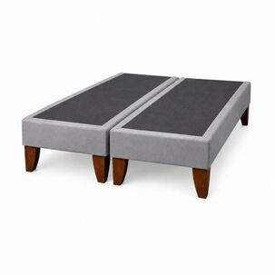 Base De Cama Europea 2 Plazas Dividida 190 Cm Largo Gris Plata