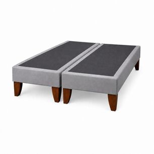 Base De Cama Europea 2 Plazas Dividida 190 Cm Largo Gris Plata