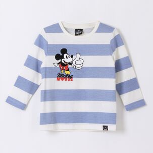 Polera Manga Larga Ni&ntilde;o Rayas Mickey Mouse Azul Disney