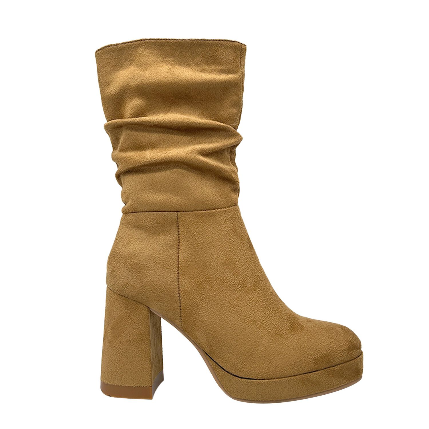 Bota De Mujer Camel Con Plataforma Y Dise&ntilde;o Arrugado image number 2.0
