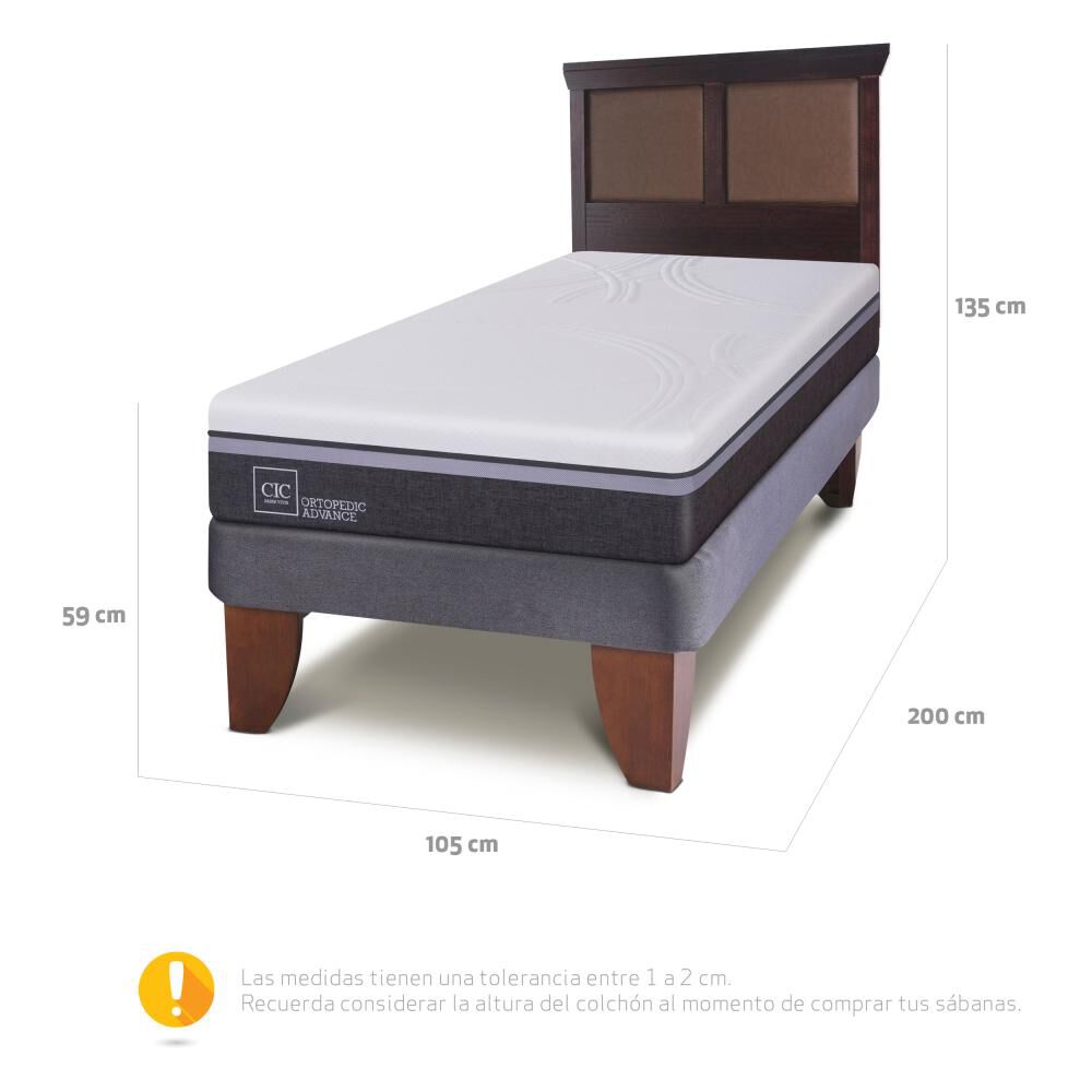 Cama Europea Cic Ortopedic Advance / 1.5 Plazas / Base Normal + Respaldo image number 2.0