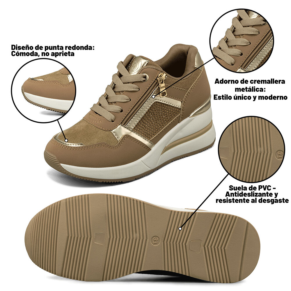 Zapatilla Deportiva Taco Cuña Malla Mujer Weide Jll61 image number 6.0