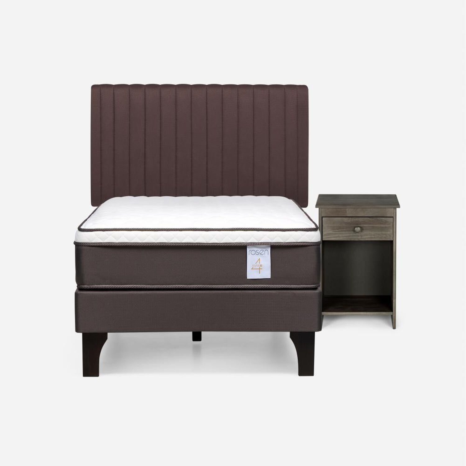 Cama Europea Rosen New Style 4 Plus / 1.5 Plazas / Base Normal + Set De Maderas image number 0.0