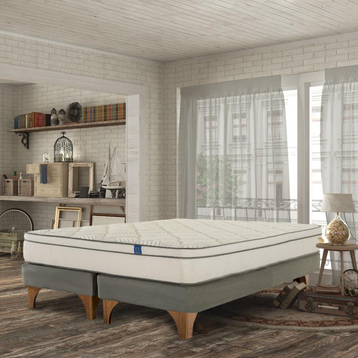 Cama Europea Flex Valencia / 2 Plazas / Base Dividida + Respaldo image number 4.0