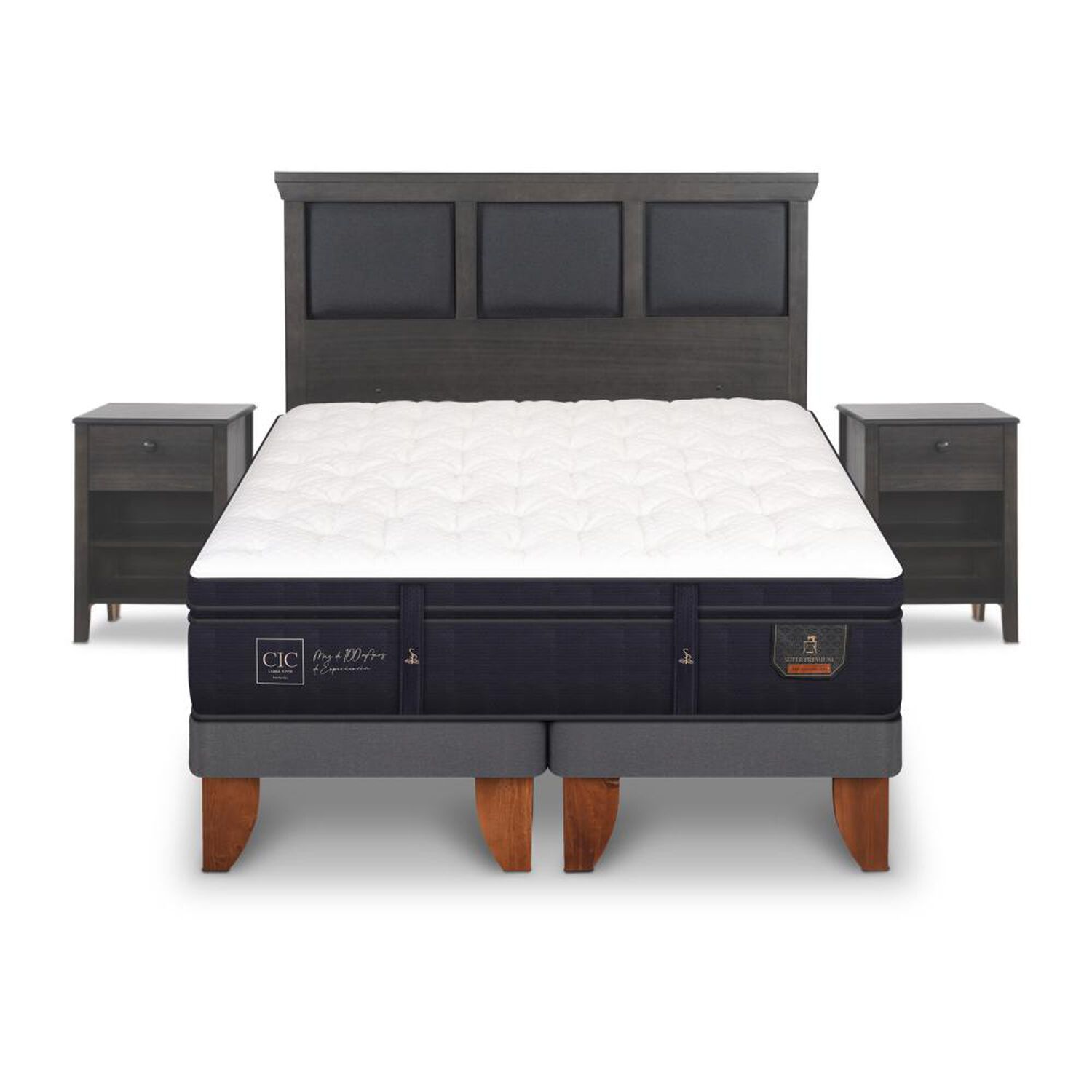 Cama Europea Cic Super Premium / King / Base Dividida + Set De Maderas image number 0.0