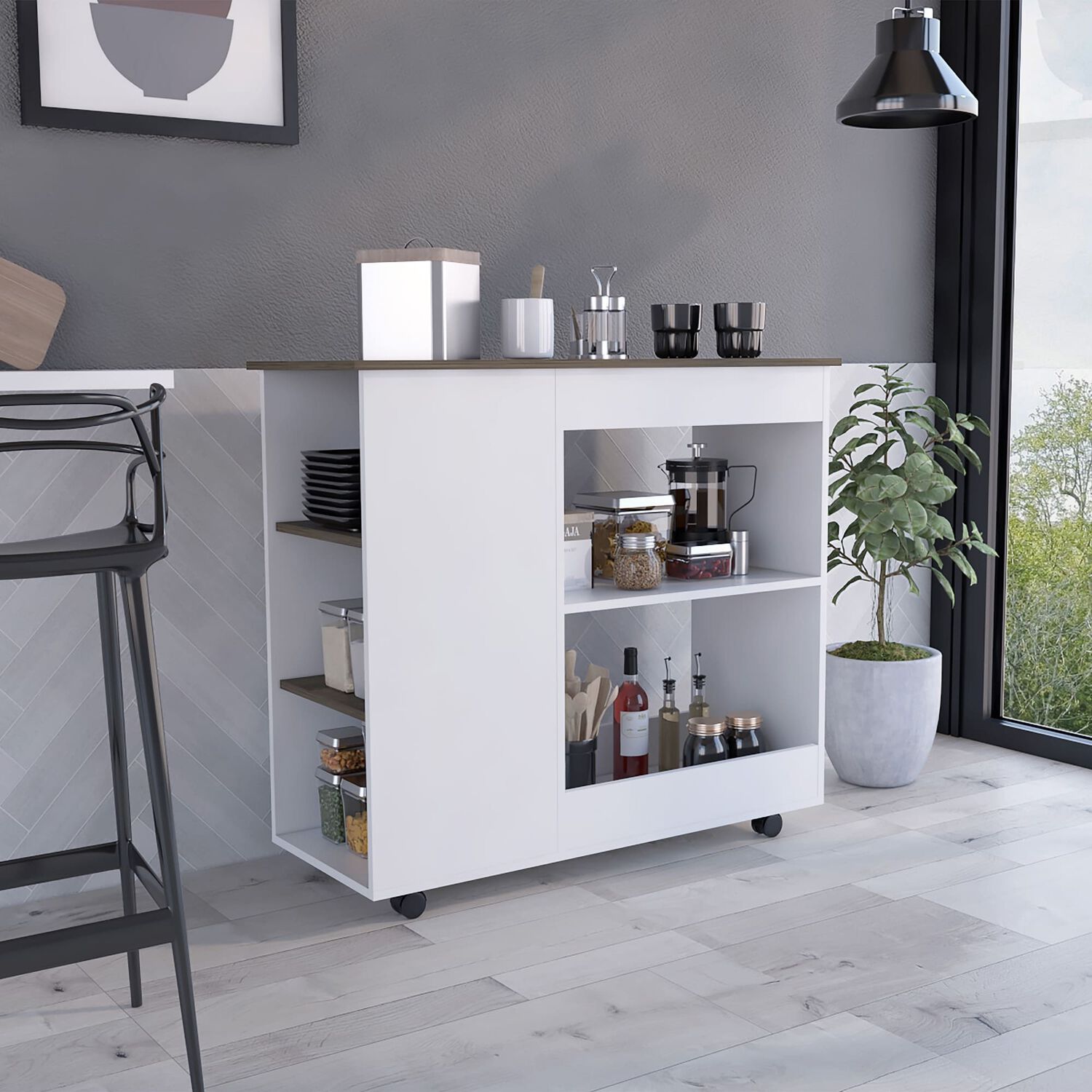 Isla De Cocina Con Ruedas Fm-002b Blanco image number 4.0