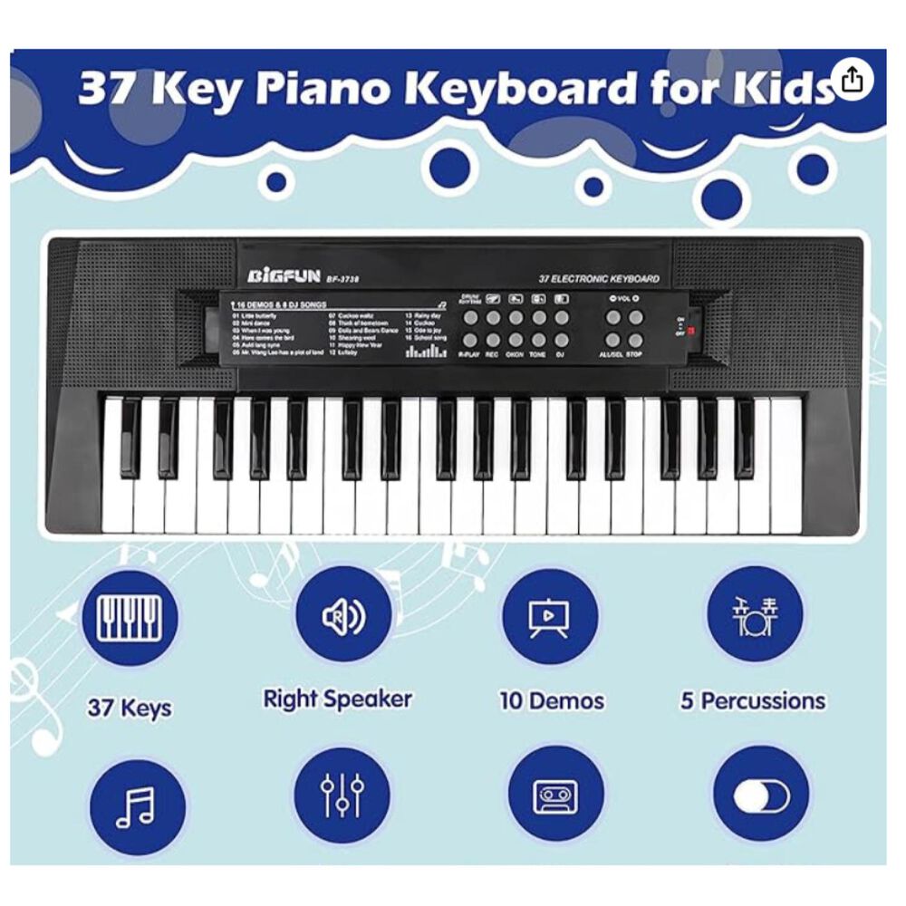 Juguete Piano Teclado Musical Con 37 Teclas Sonidos Mic image number 3.0
