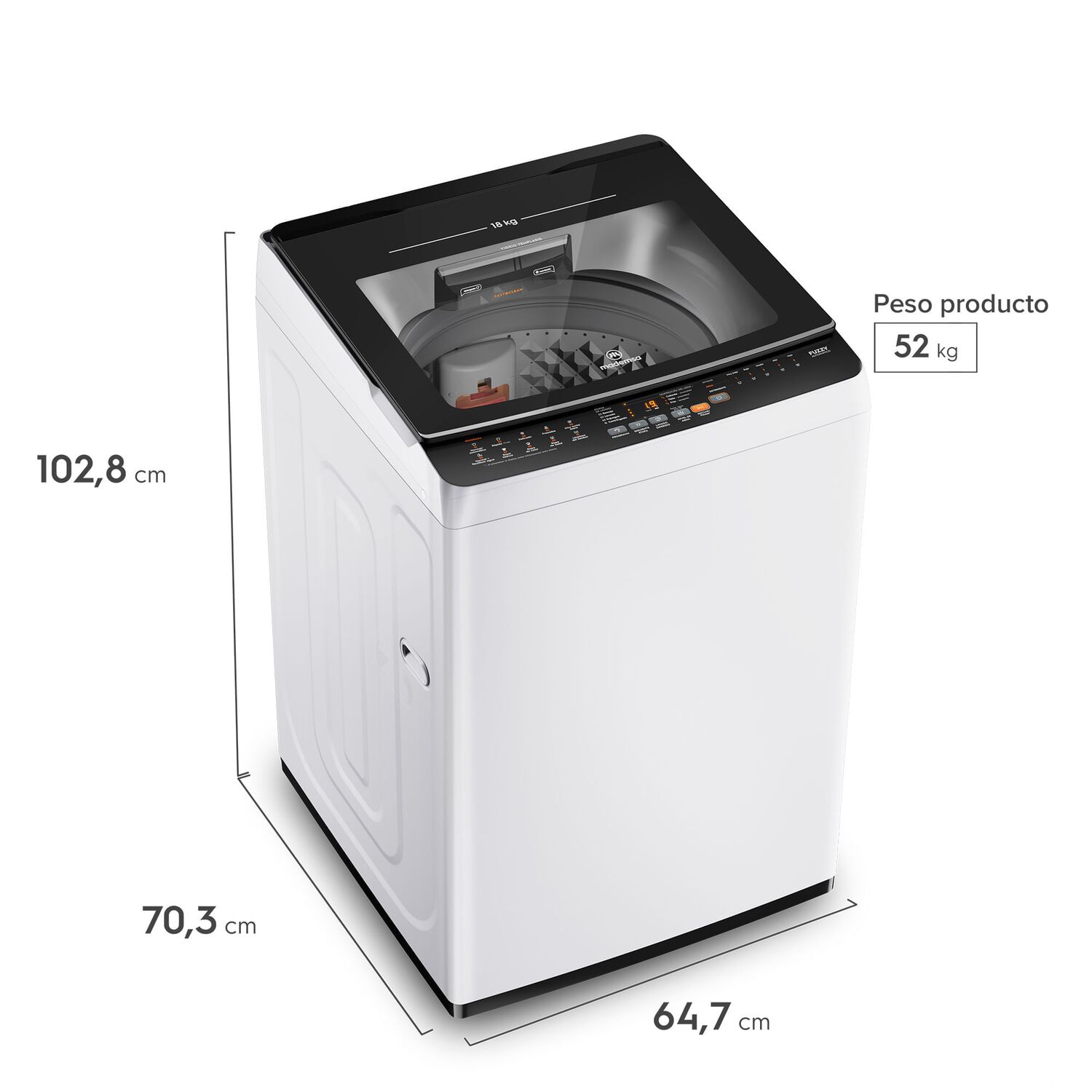 Lavadora Autom&aacute;tica 18kg Carga Superior Mdwmt18w Blanca image number 2.0