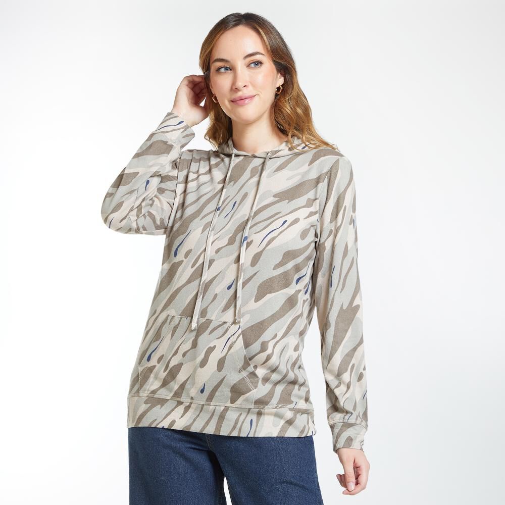 Polerón Full Print Regular Cuello Redondo Con Capucha Mujer Geeps image number 2.0